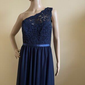 Navy Blue One Shoulder Cocktail Dress